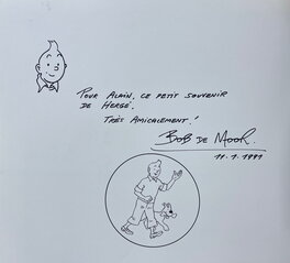Bob De Moor - 1990 - Tintin dans le Métro + dédicace + pochette de 6 cartes postales - Dédicace