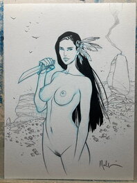 Nicolas Malfin - Pin up indienne - Illustration originale