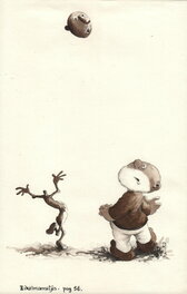 Dulieu - Paulus de Boskabouter - Paulus en de Eikelmannetjes - sepia - Illustration originale