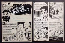 Les Planches 1 et 2 de Simon Tranchetout par Jacques Devaux (de L'Atelier Chott) , parues dans la Bd RANCHO 14 en 1955