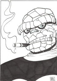 Marco Nizzoli - La chose ( the thing) illustration carte de poker , l'as de carreau - Illustration originale