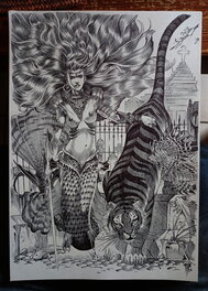 Philippe Bringel - La sirène des cimetières et le tigre - Illustration originale