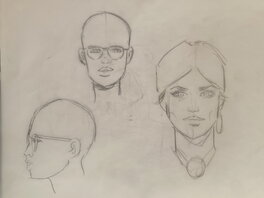 Stéphan Agosto - Stéphan Agosto, croquis préparatoire, étude de personnages, "Les Buveuses de Thé". - Œuvre originale