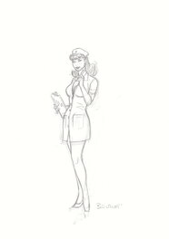 Philippe Berthet - Berthet Philippe - Dessin Original Crayonné Pin-up infirmière 1 - Illustration originale