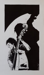Christophe Chabouté - Le contrebassiste - Illustration originale