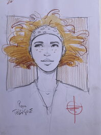Stéphan Agosto - Stéphan Agosto, illustration originale, portrait de Jeanne, "Les Buveuses de Thé". - Original Illustration
