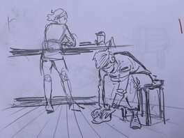 Stéphan Agosto - Stéphan Agosto, croquis préparatoire de la case 8 de la planche 18, "Les Buveuses de Thé". - Original art
