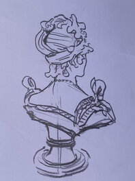 Stéphan Agosto - Stéphan Agosto, croquis préparatoire de la première case de la planche 18, "les Buveuses de Thé". - Œuvre originale