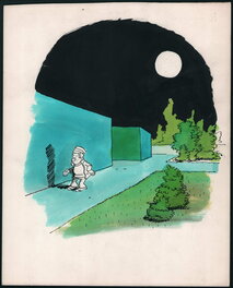 Maurice Rosy - Scène de nuit avec lune - Planche originale