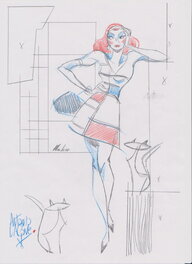 Antonio Lapone - La femme aux chats - Original art