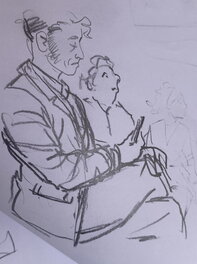 Stéphan Agosto - Stéphan Agosto, croquis préparatoire, étude d'une case de la page 15, "Les Buveuses de Thé". - Œuvre originale