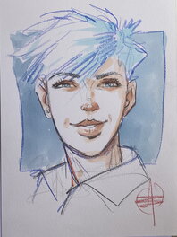 Stéphan Agosto - Stéphan Agosto, illustration originale, portrait de June, "Les Buveuses de Thé". - Illustration originale