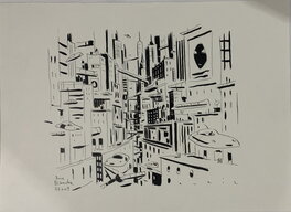 François Avril - François Avril Futuristic Cityscape - Illustration originale