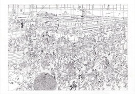 Jan van Haasteren - Jan van Haasteren | 2003 | Puzzel De vertrekhal schets - Œuvre originale