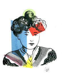 Catel - Dessin original réalisé pour l’exposition institutionnelle «Alice Guy, l’étoile oubliée» - Illustration originale