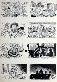 René Pellos - Les Pieds Nickelés • Ribouldingue, Filochard et Croquignol Soldats - Planche originale