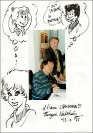 François Walthéry - François Walthéry, illustrations originales, portraits de Natacha, Jacky & Célestin, "Casse-Tête Chinois". - Planche originale