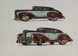 Olivier Ledroit - Ledroit - Sha - Dessin Préparatoire Voiture Blindée - Illustration originale