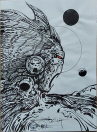 Philippe Druillet - Druillet Dracula Le Roi Vampire MÉTAL HÉROS , illustration Planche Originale Encre de Chine inédit - Original Illustration