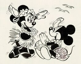 Walt Disney - Minnie à Hawaï - Illustration originale