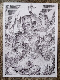 Giorgio Comolo - Planche originale galactus vs thor et odin / giorgio comolo - Illustration originale