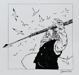 Christophe Chabouté - Moby Dick - Illustration originale du capitaine Achab - Original Illustration