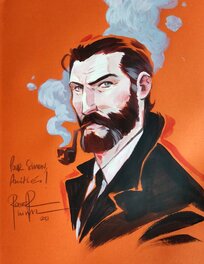 Roger Vidal - Dédicace Sherlock Holmes -Roger Vidal - Illustration originale