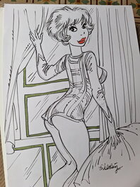 François Walthéry - Natacha rehaussée de couleurs - Illustration originale