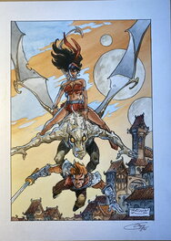 Didier Tarquin - Cixi, Lanfeust et Sfax - Illustration originale