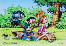 André Sipp - Gaston et Melle Jeanne - Illustration originale