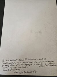 Dos illustration originale prouvant l'authenticité de ce dessin Dos illustration originale prouvant l'authenticité de ce dessin