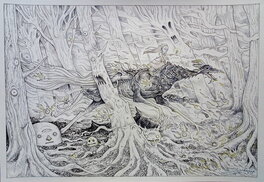 Lionel Richerand - Walkyrie dans la forêt - Illustration originale