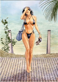 Lounis chabane - Retour de plage - Original Illustration