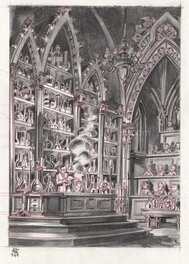 Stan Manoukian - Manoukian, illustration préparatoire Frankenstein, Les maîtres étaient à la recherche de l'immortalité, planche n°69, 2025. - Illustration originale