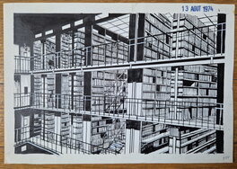 Guy Lehideux - Bibliothèque - Illustration originale