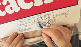 François Walthéry, illustration originale, Natacha sur la grande sérigraphie "Hommage à Natacha" 9e Store.