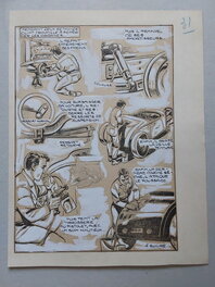 unknown - Atelier Chott Rubrique Auto Voiture carrosserie BD illustration Originale Original planche 31 contact (Repeint) Pf Année 60 de ? - Original Illustration