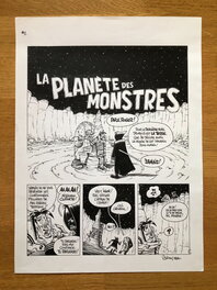 Julien/CDM - Cosmik Roger T3 - "La planète des monstres" planche 1 + crayonné - Planche originale