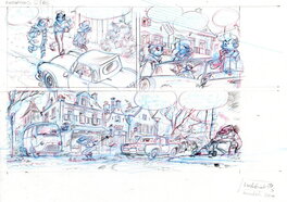 Charel Cambré - Robbedoes - "Le plan de Wiebeling" - Crayonné planche 17B - Œuvre originale