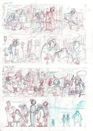 Charel Cambré - Robbedoes - "Le plan de Wiebeling" - Crayonné planche 4 - Œuvre originale