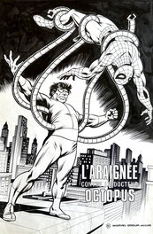 Jean-Yves Mitton - Poster original du Strange n°110 dessiné par Jean-Yves Mitton - L'Araignée contre le Dr. Octopus - planche originale - comic art - Comic Strip