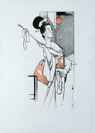 Michetz - Geisha en hiver - Illustration originale
