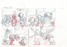 Charel Cambré - Robbedoes - "L'Homme-Loup" - Crayonné planche 16A - Original art