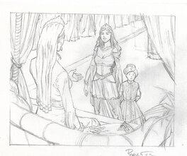 Olivier Roman - Recherche de case pour l'album Les reines de sang, Roxelane - Original art