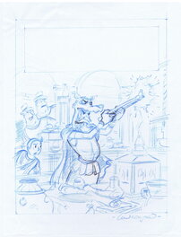 Luc Morjaeu - Suske en Wiske - Het verloren Verleden - voorstudie cover - Œuvre originale