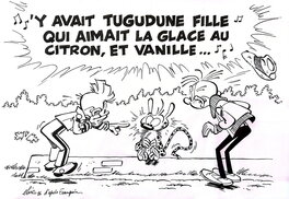 Elric - 2026 - Spirou, Fantasio et le marsupilami : reprise case 3 planche 3 QRN sur Bretzelburg - Illustration originale