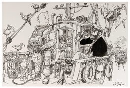 Kim Jung Gi - Tintin Hommage d'après Hergé - Original Illustration