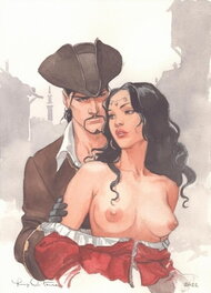 Luigi Critone - Le Scorpion en compagnie de la sublime Méjaï - Illustration originale