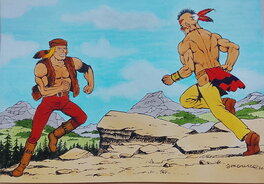 André Amouriq - Le choc des colosses - Illustration originale