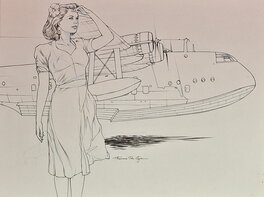 Thomas Du Caju - Ex libris Girls and Wings - Original Illustration